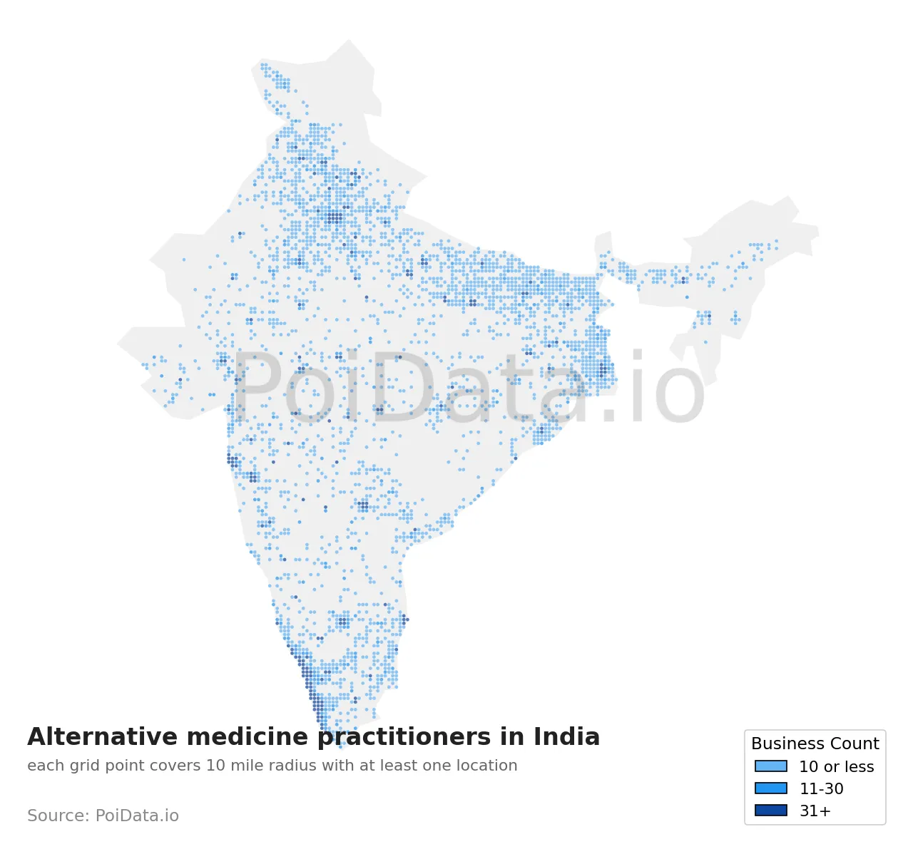 Alternative medicine practitioner density map for India