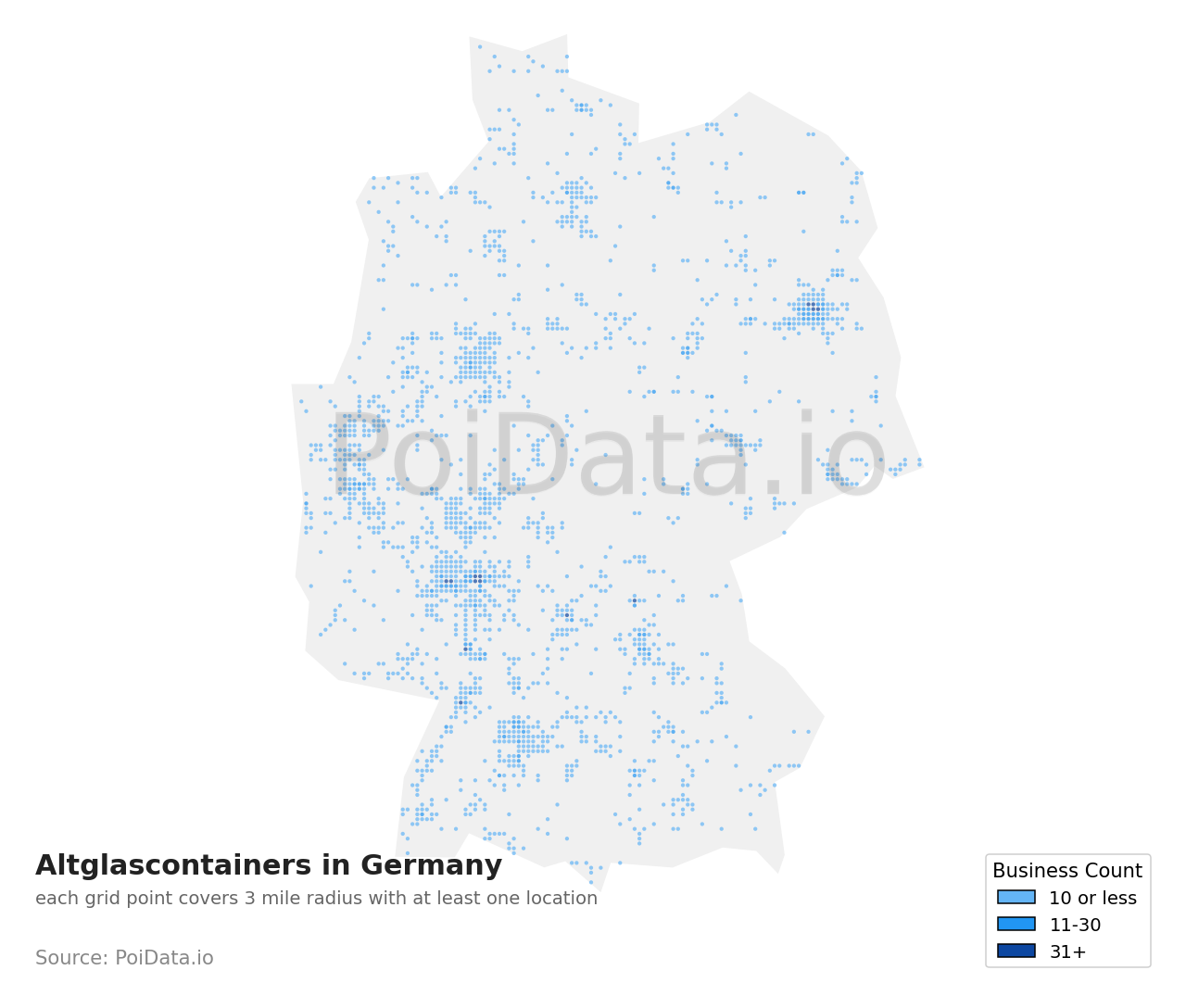Altglascontainer density map for Germany