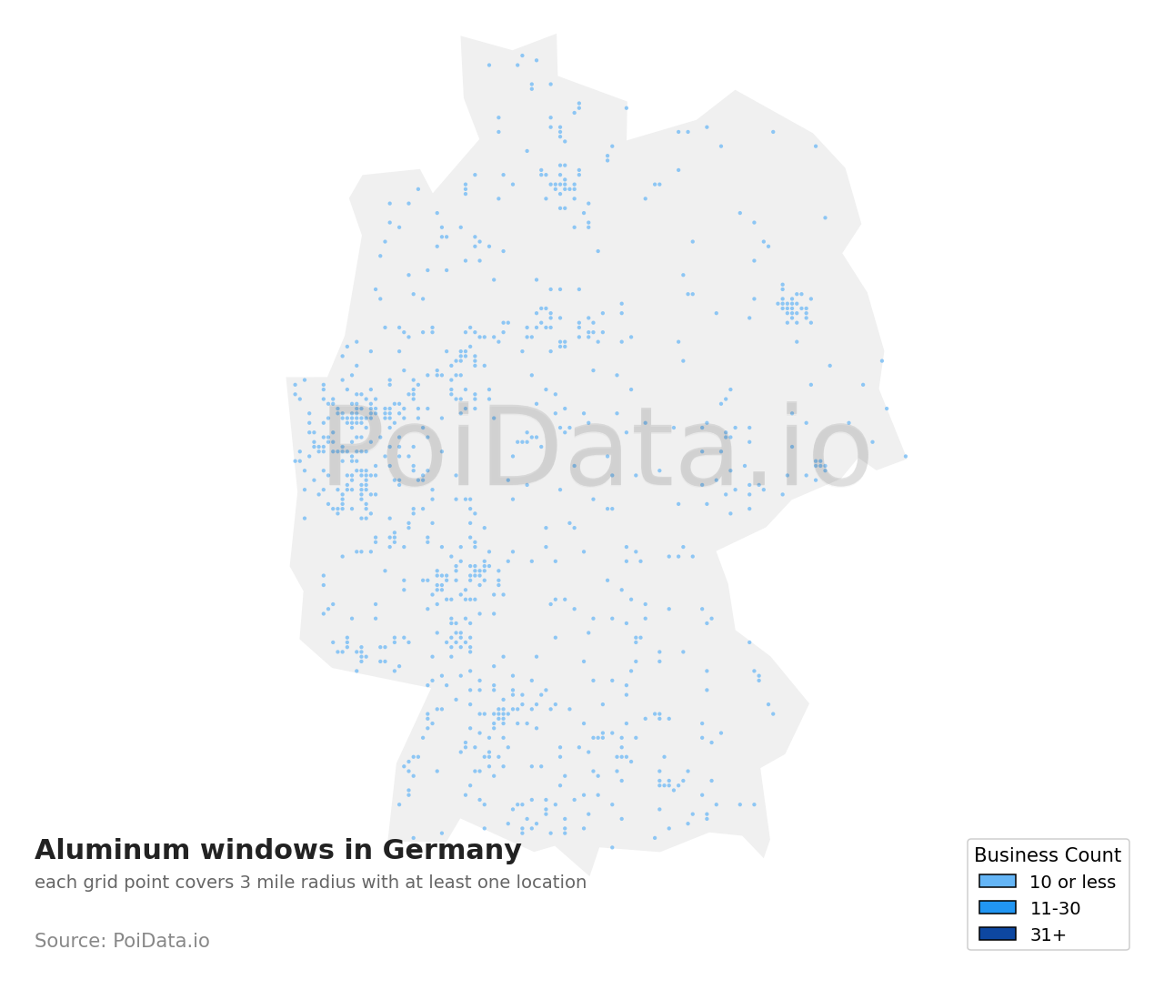 Aluminum window density map for Germany