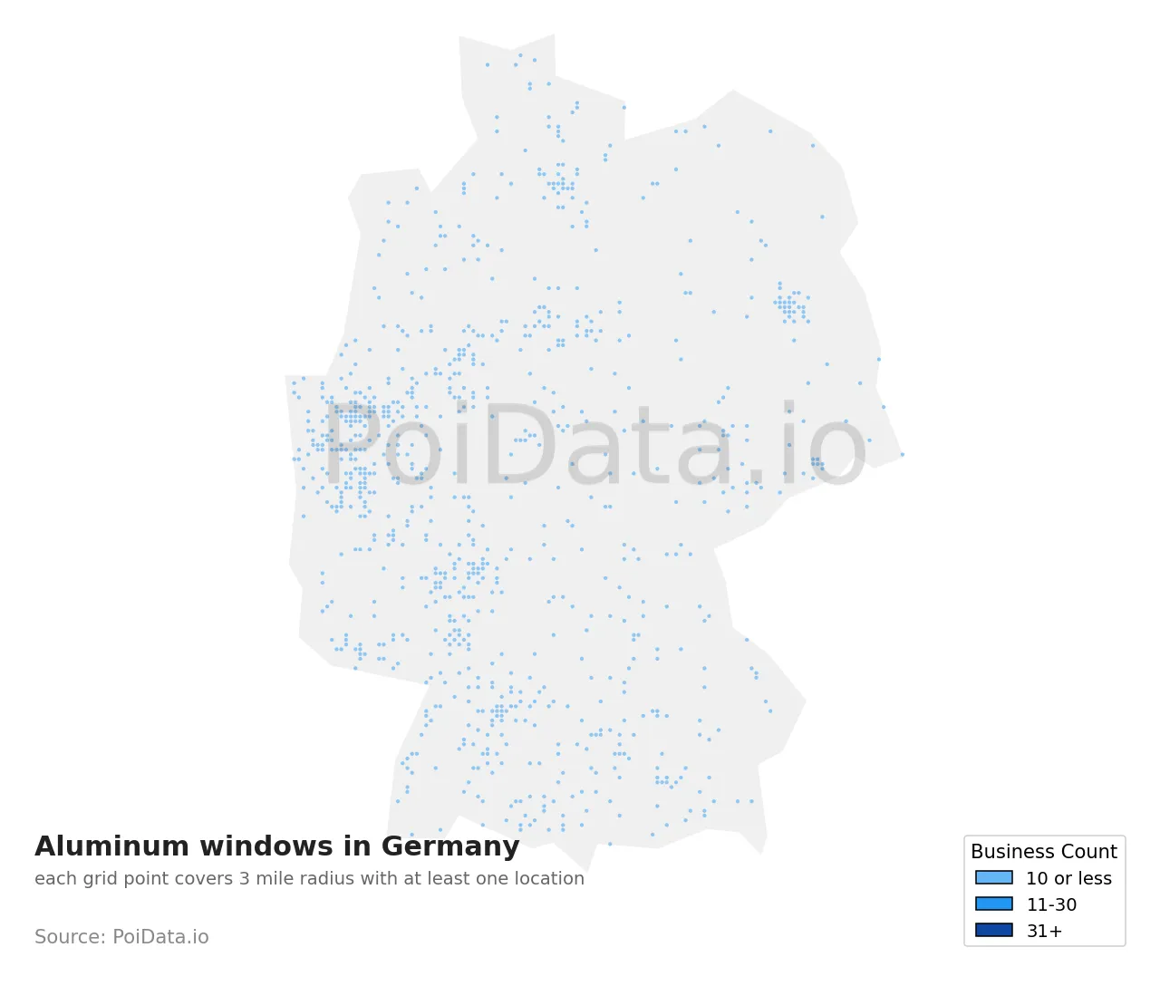 Aluminum window density map for Germany