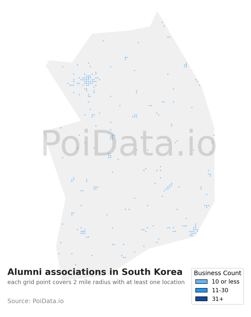 Alumni association density map for South Korea