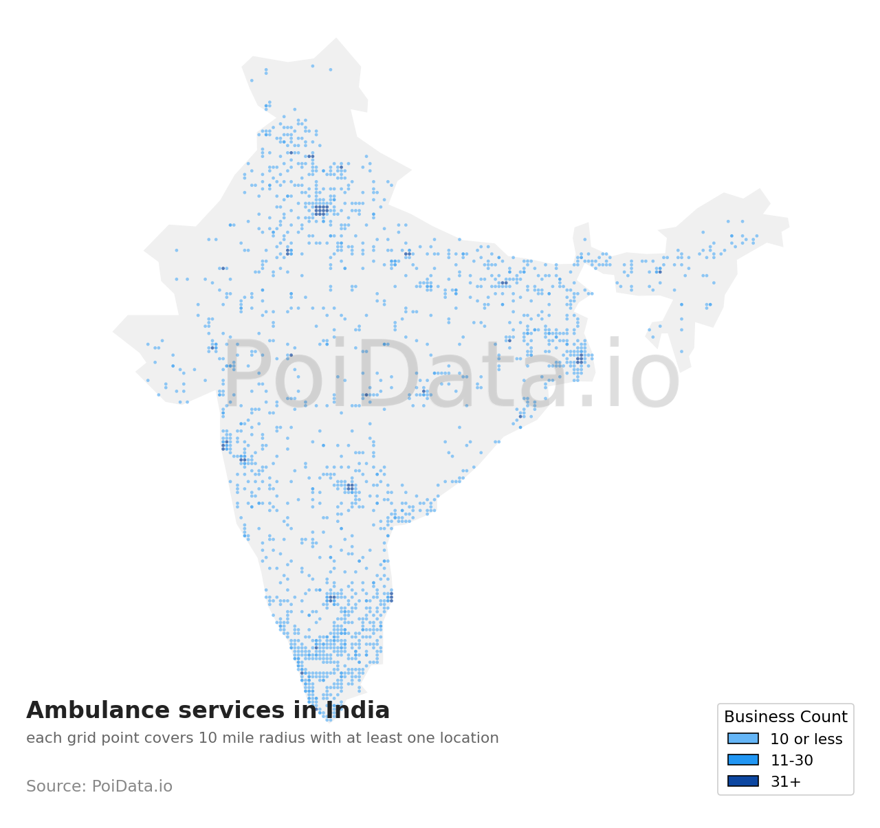 Ambulance service density map for India