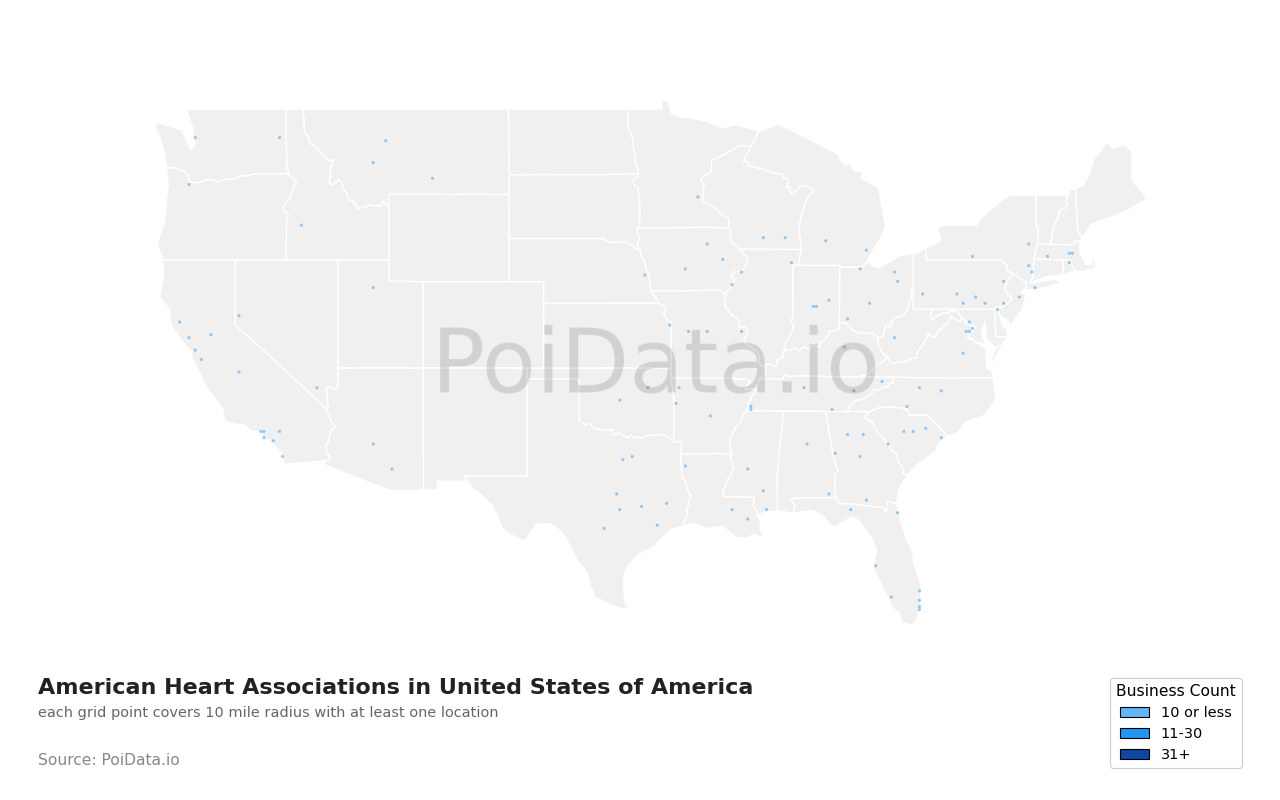 American Heart Association density map for United States