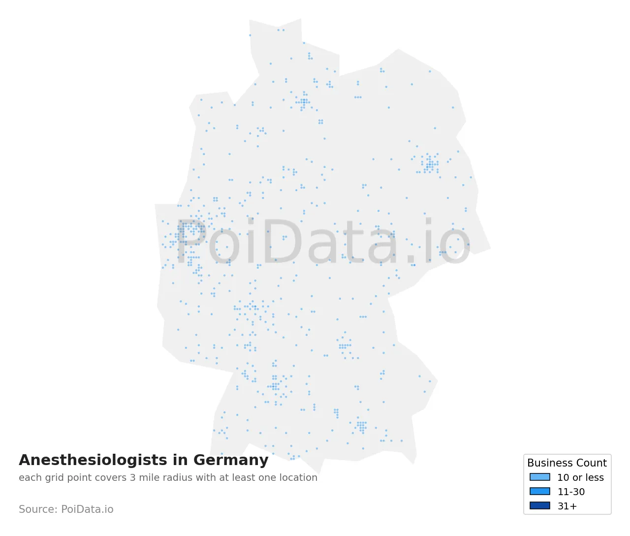 Anesthesiologist density map for Germany