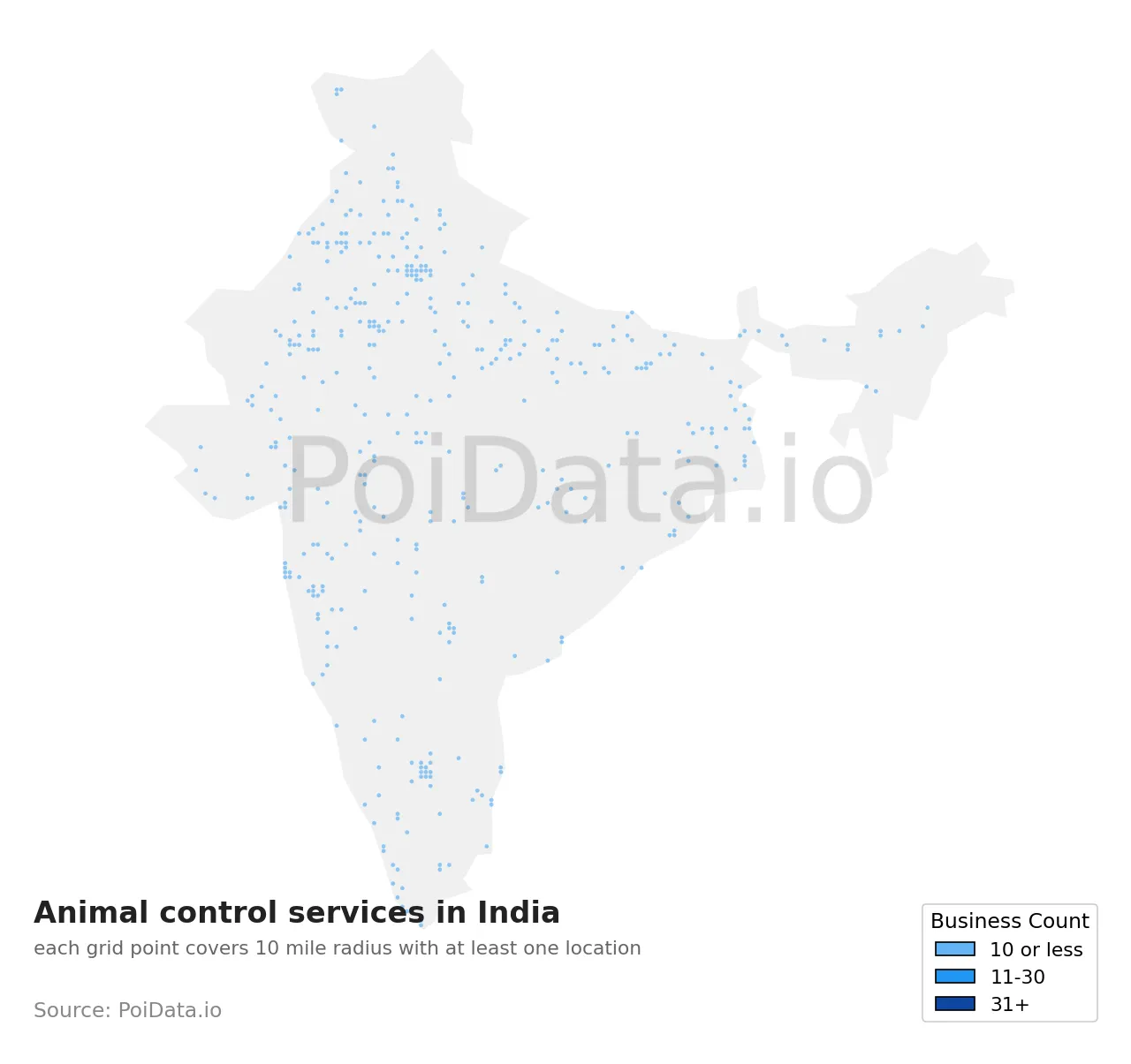 Animal control service density map for India