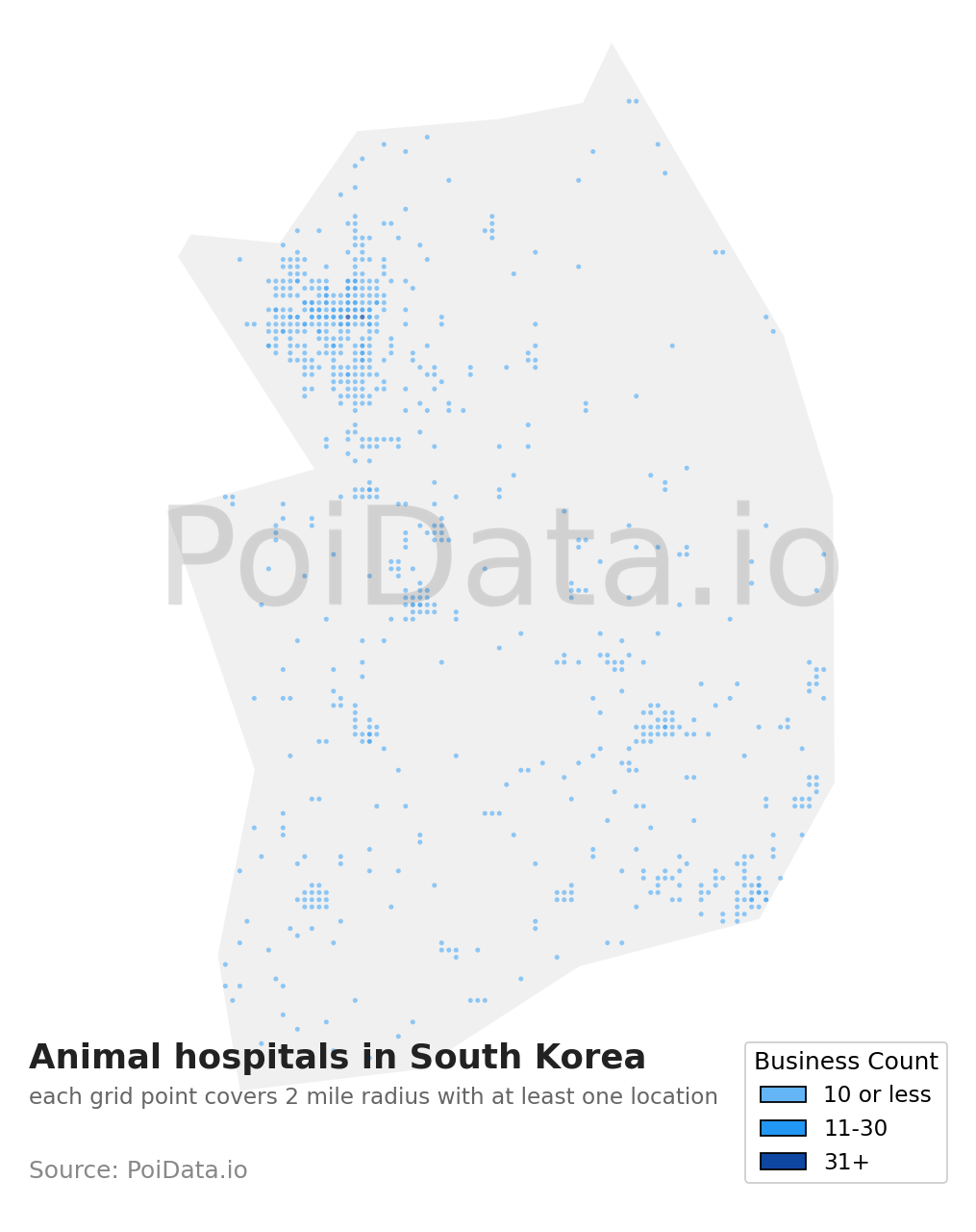 Animal hospital density map for South Korea