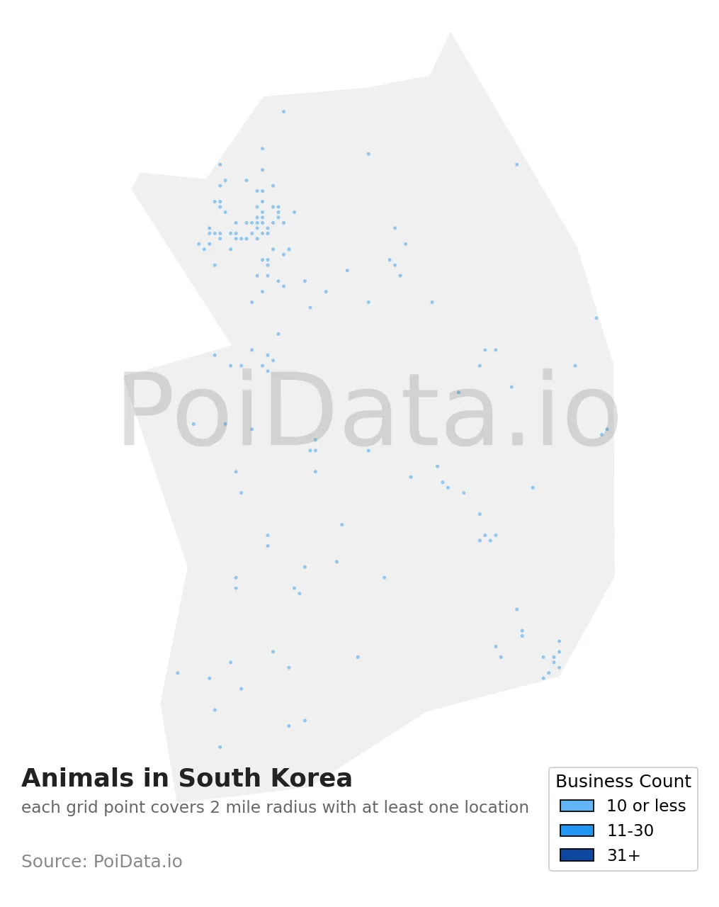 Animals density map for South Korea