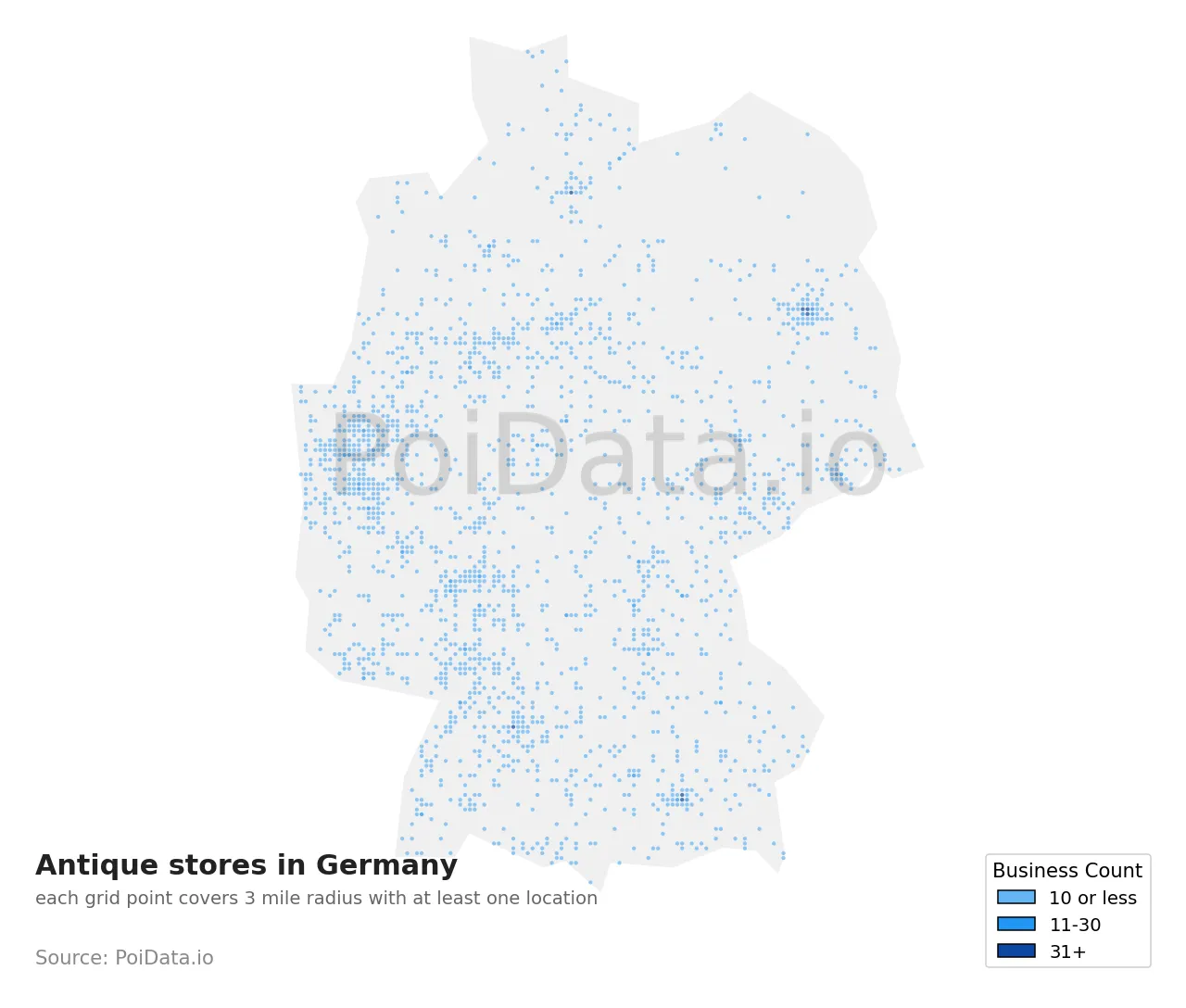 Antique store density map for Germany