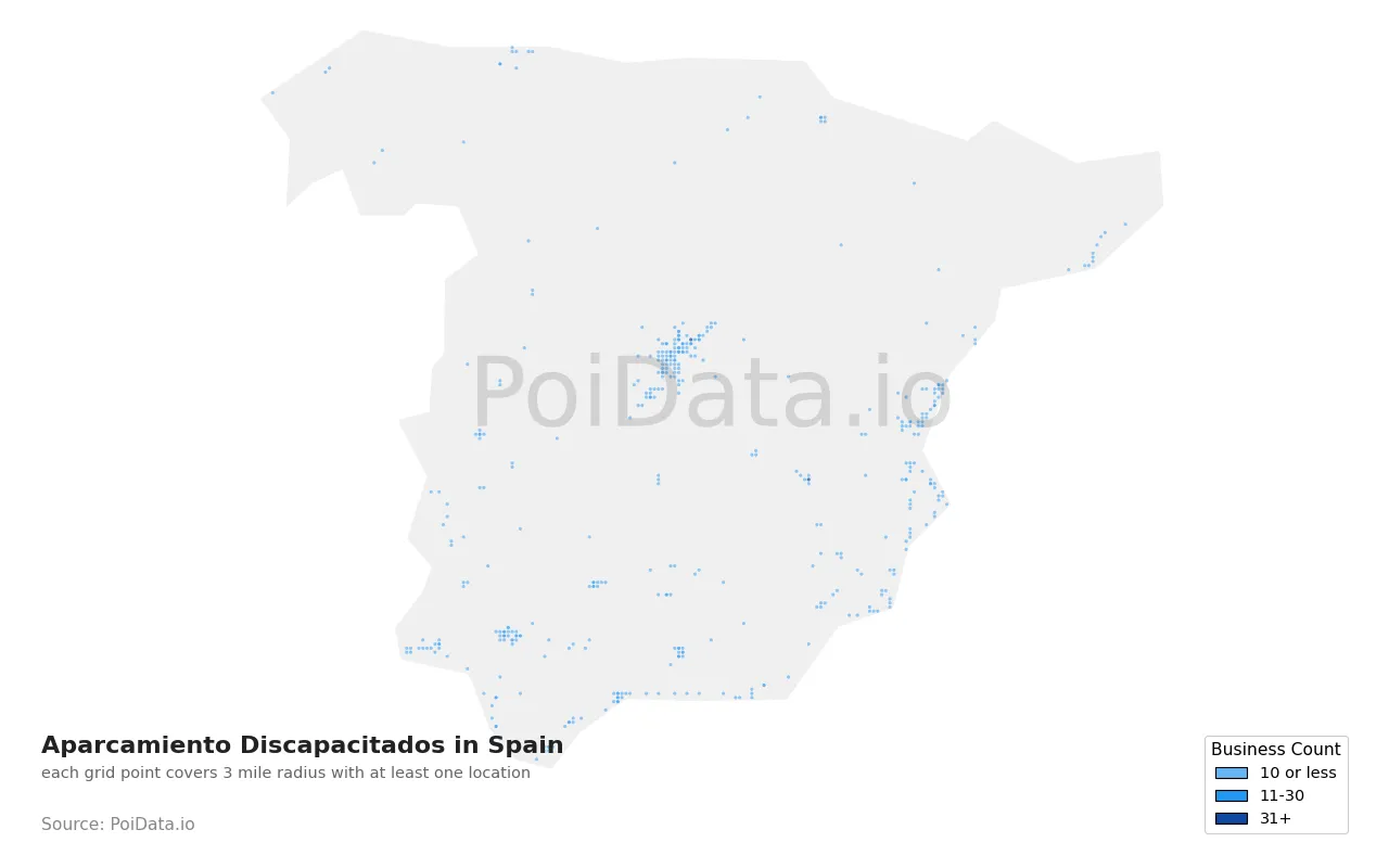 Aparcamiento Discapacitados density map for Spain
