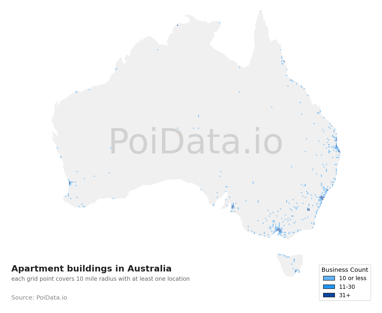 Apartment building density map for Australia