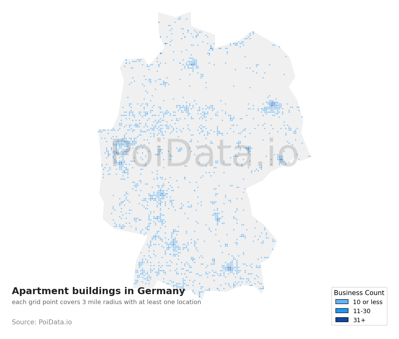 Apartment building density map for Germany