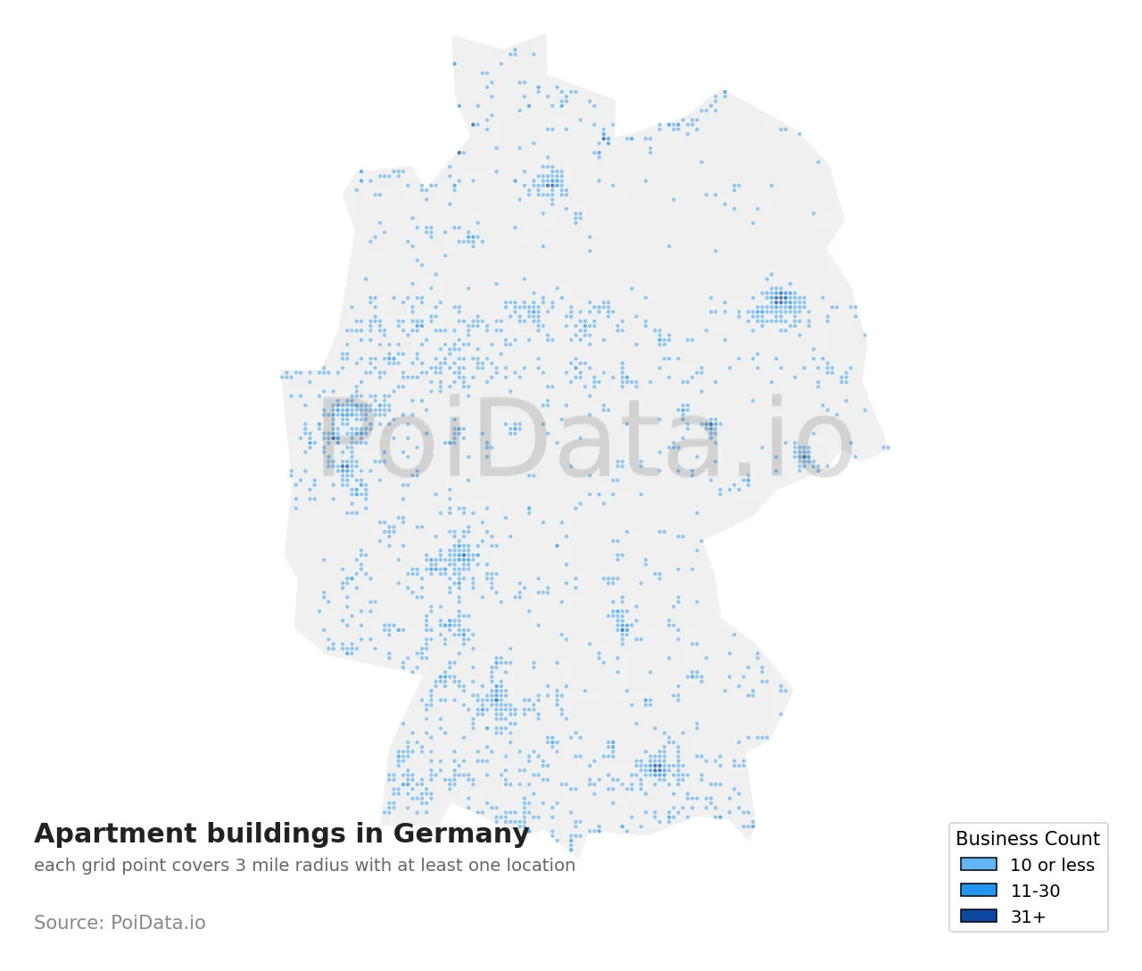 Apartment building density map for Germany