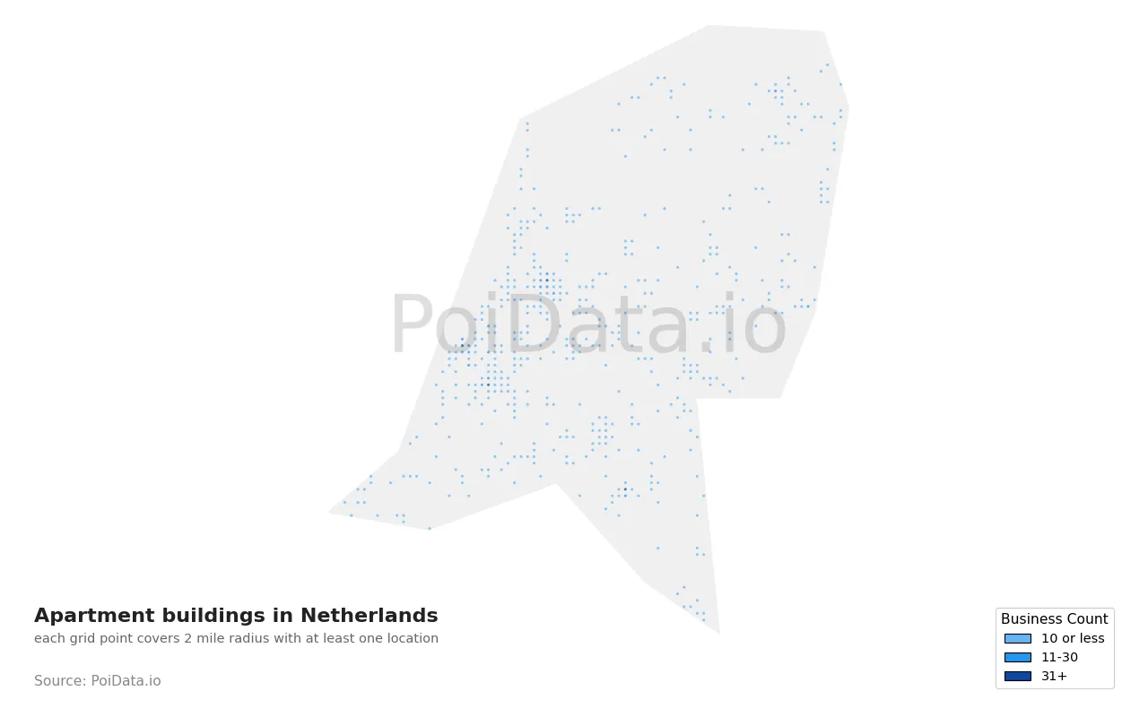 Apartment building density map for Netherlands