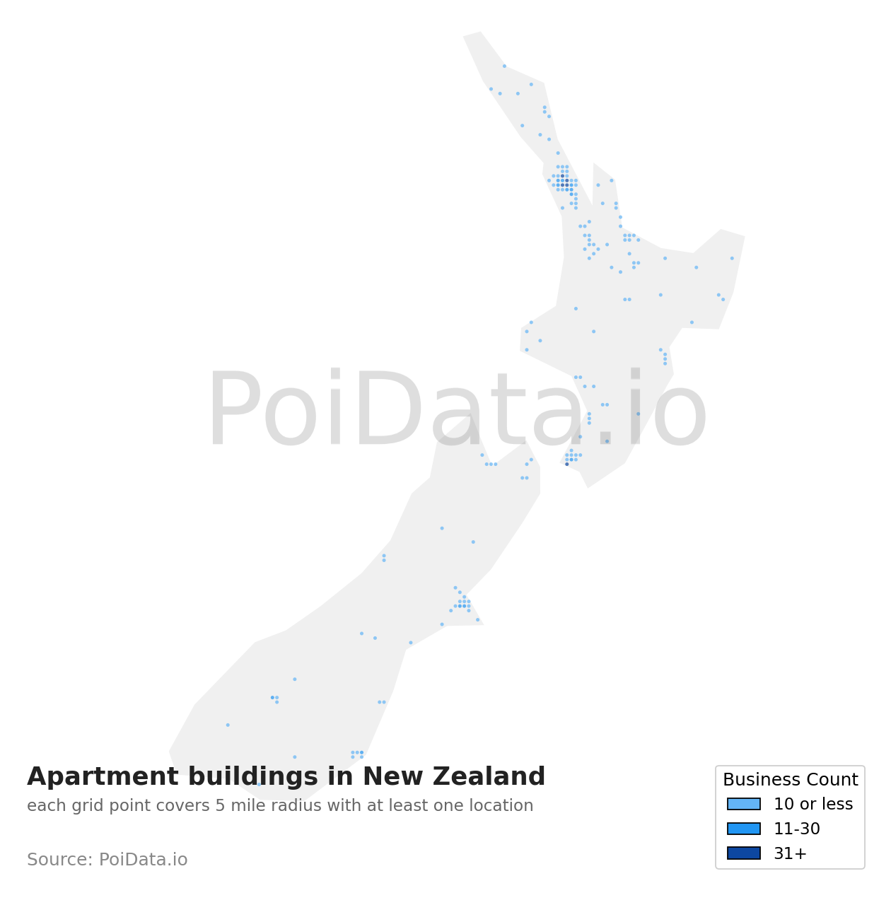Apartment building density map for New Zealand
