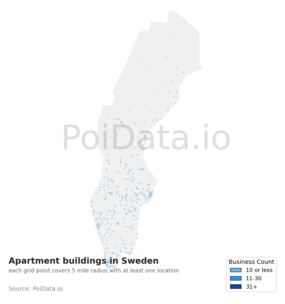 Apartment building density map for Sweden