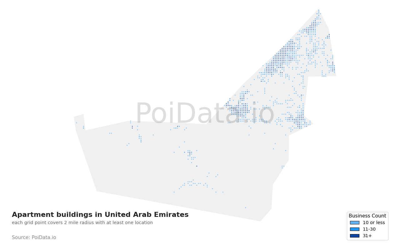 Apartment building density map for United Arab Emirates