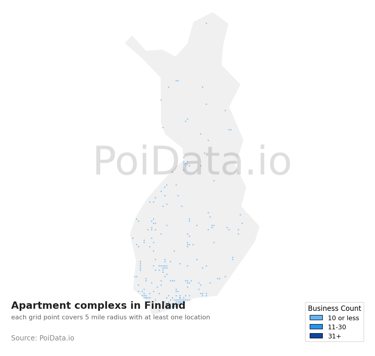 Apartment complex density map for Finland