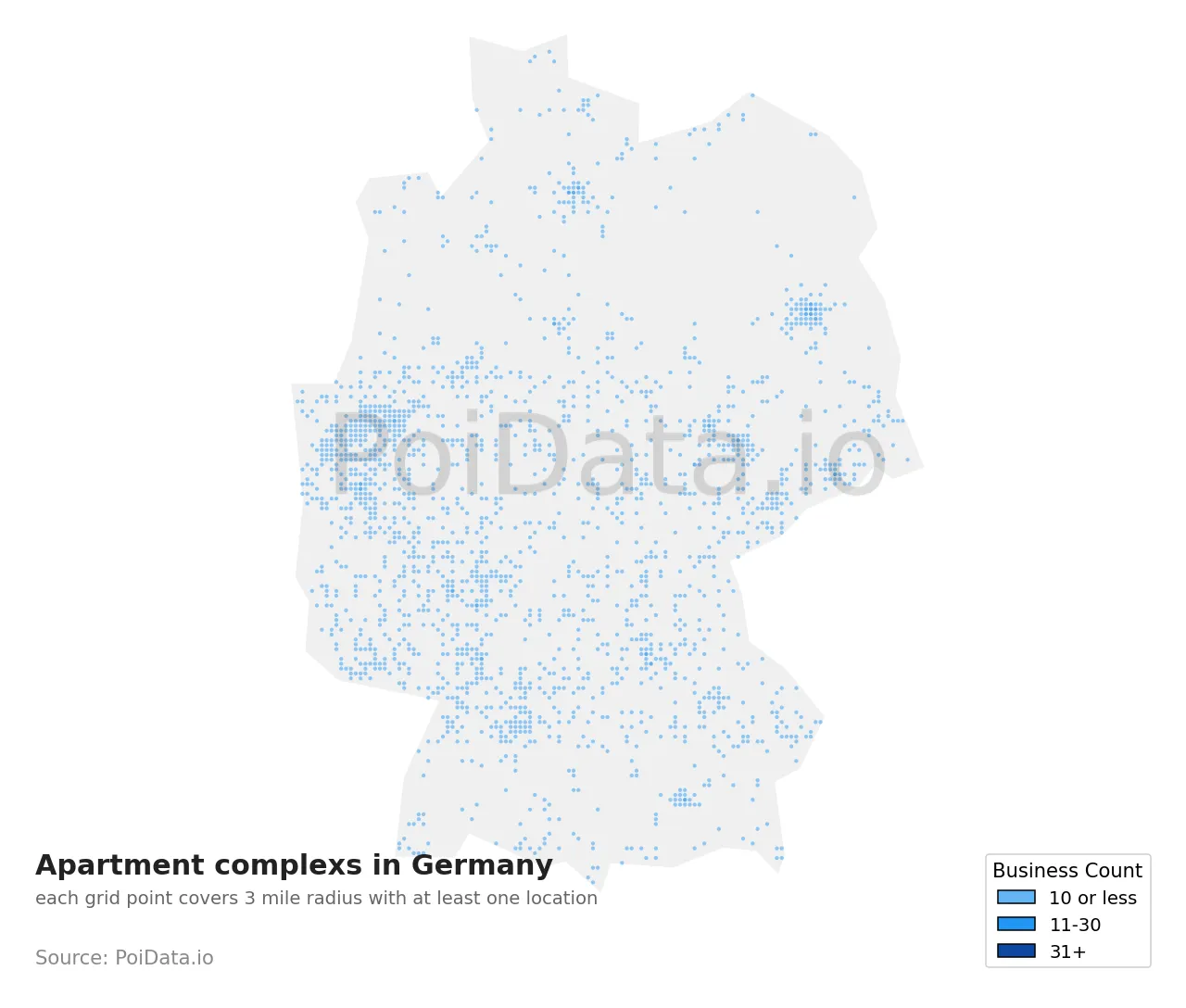Apartment complex density map for Germany