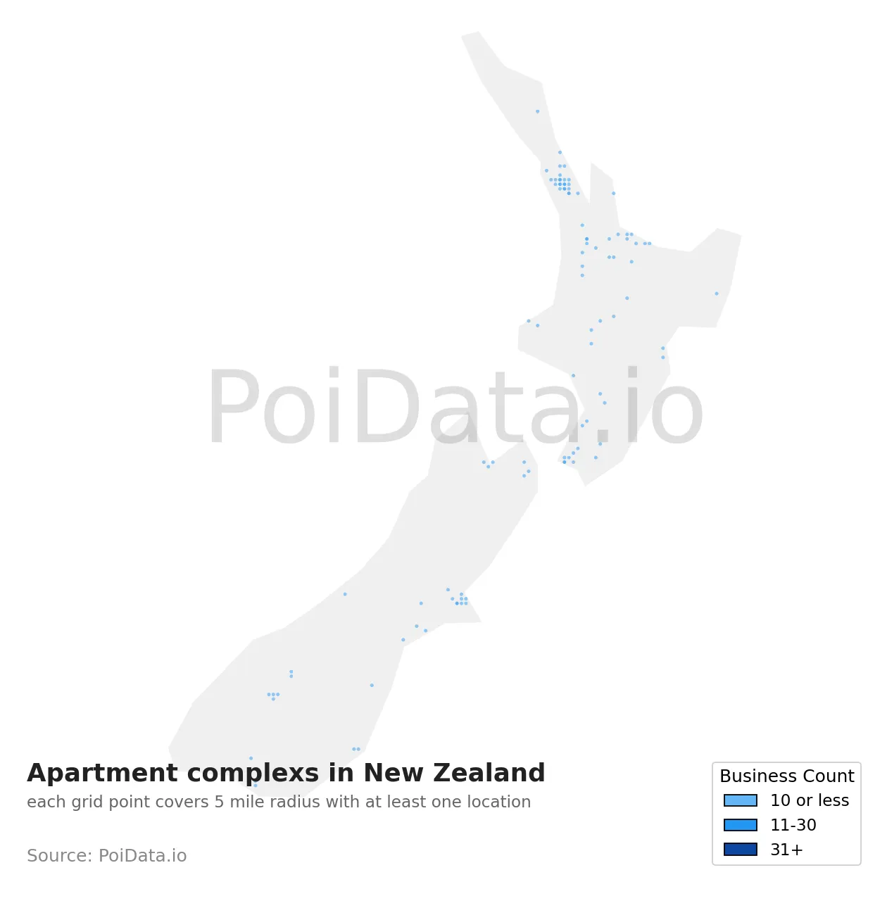 Apartment complex density map for New Zealand