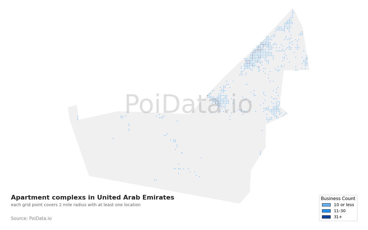 Apartment complex density map for United Arab Emirates