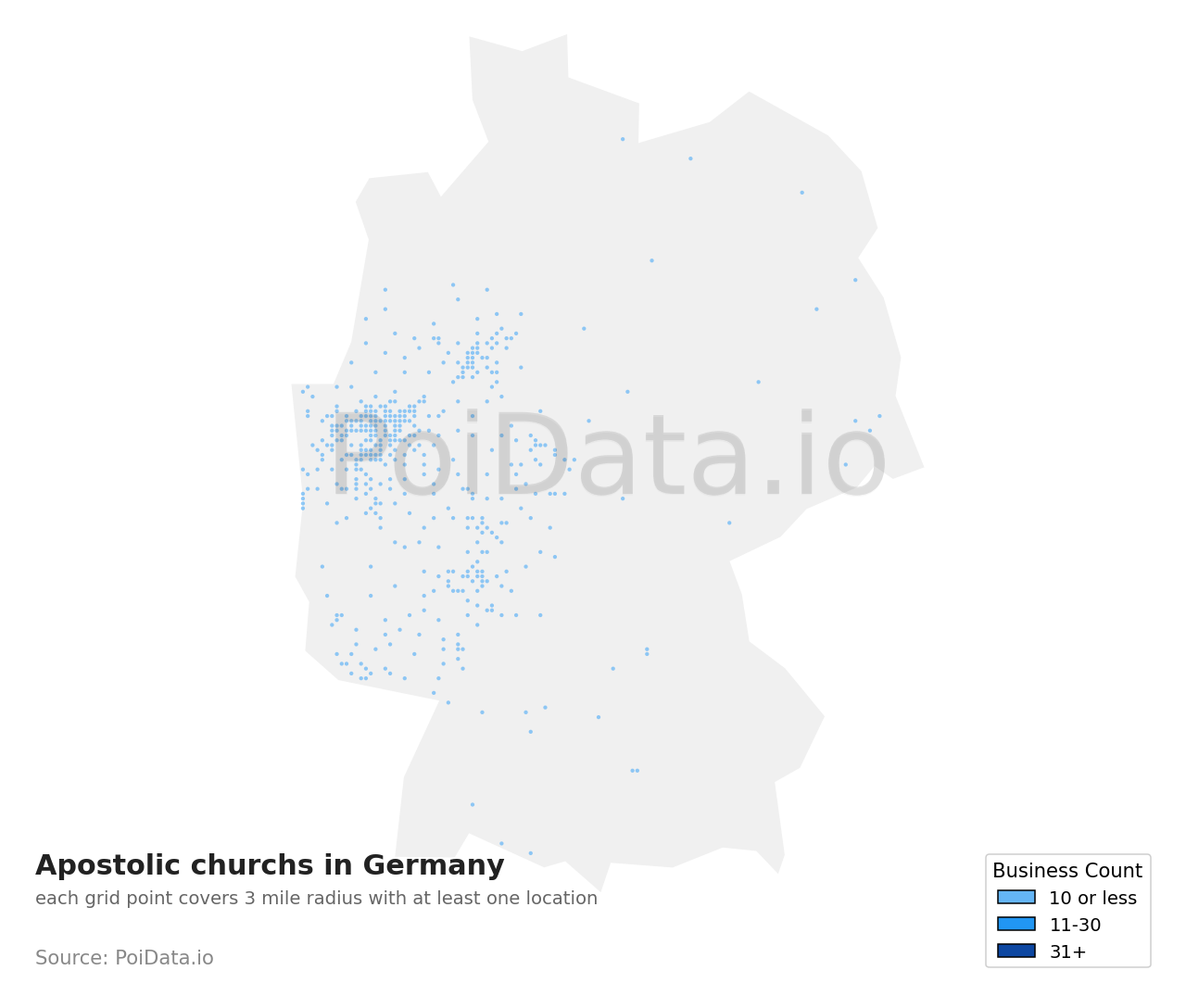 Apostolic church density map for Germany