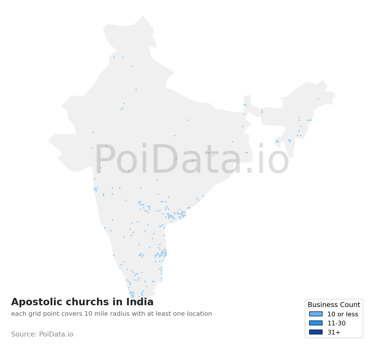 Apostolic church density map for India