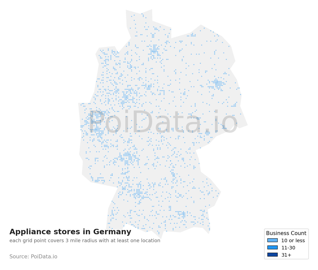 Appliance store density map for Germany