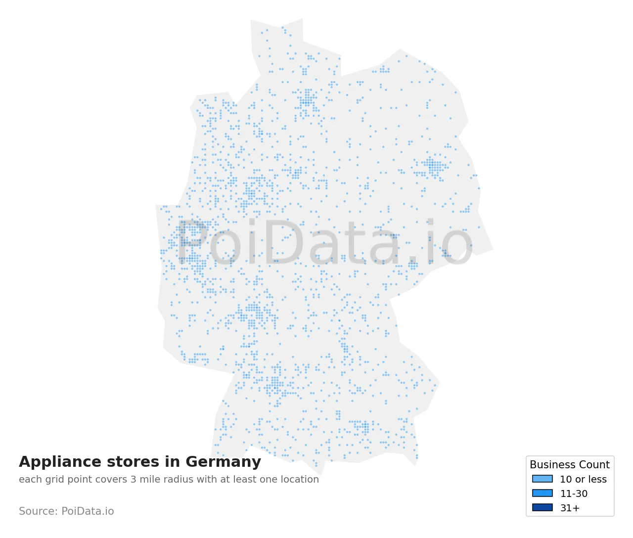 Appliance store density map for Germany