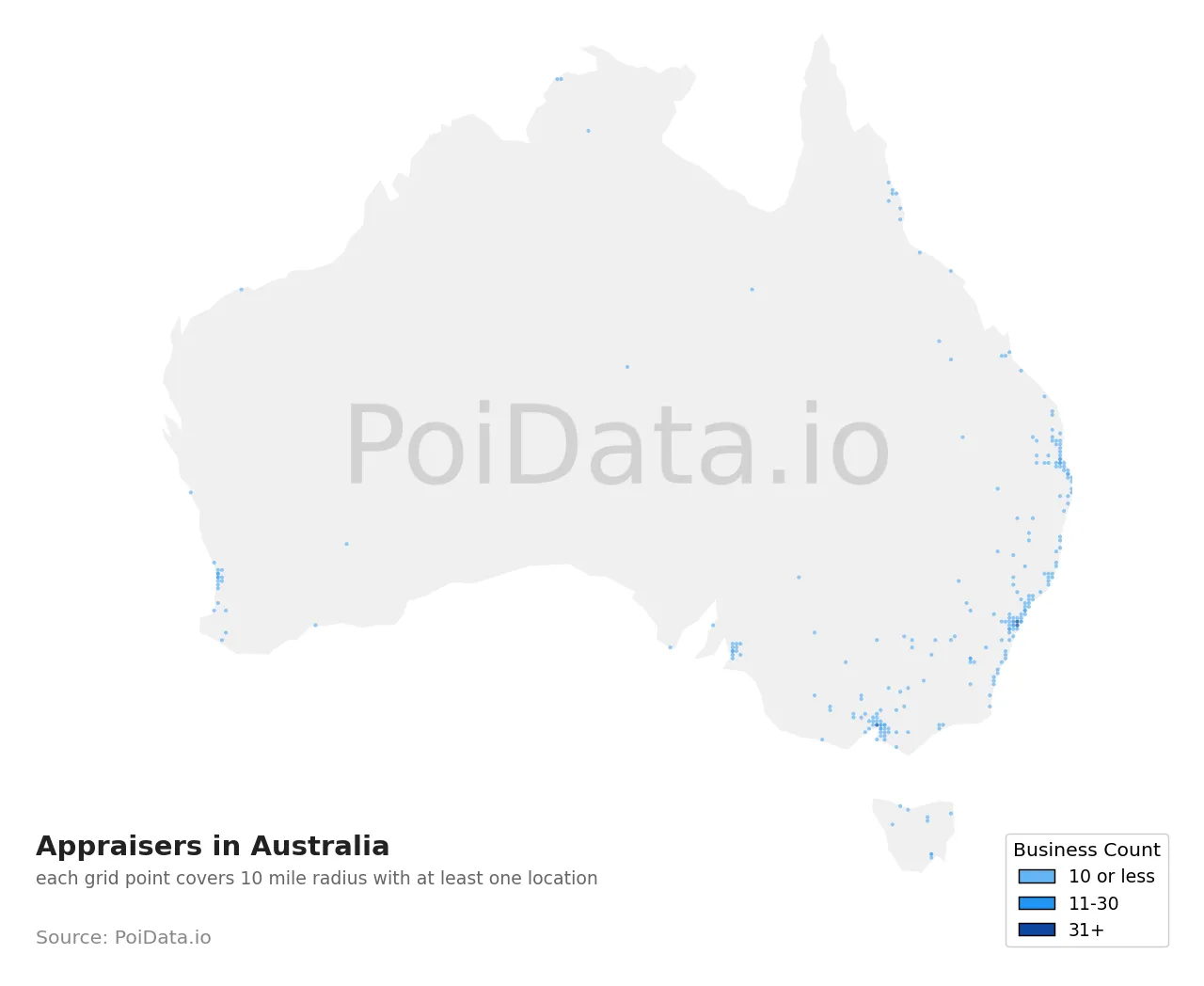 Appraiser density map for Australia