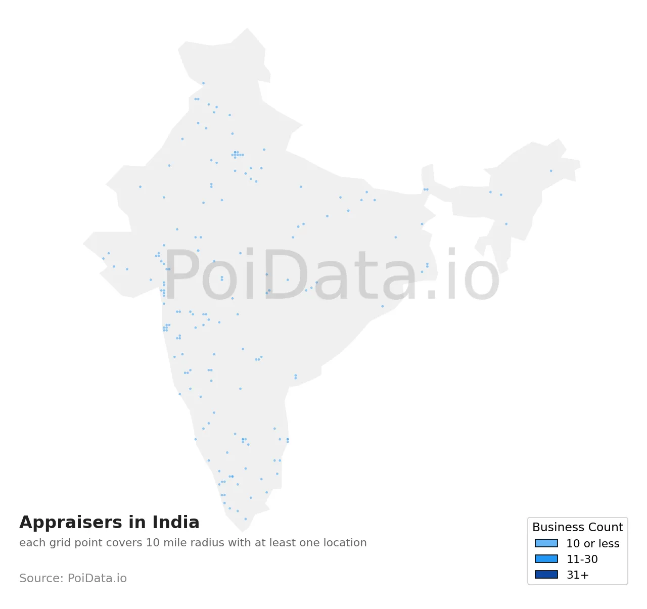 Appraiser density map for India
