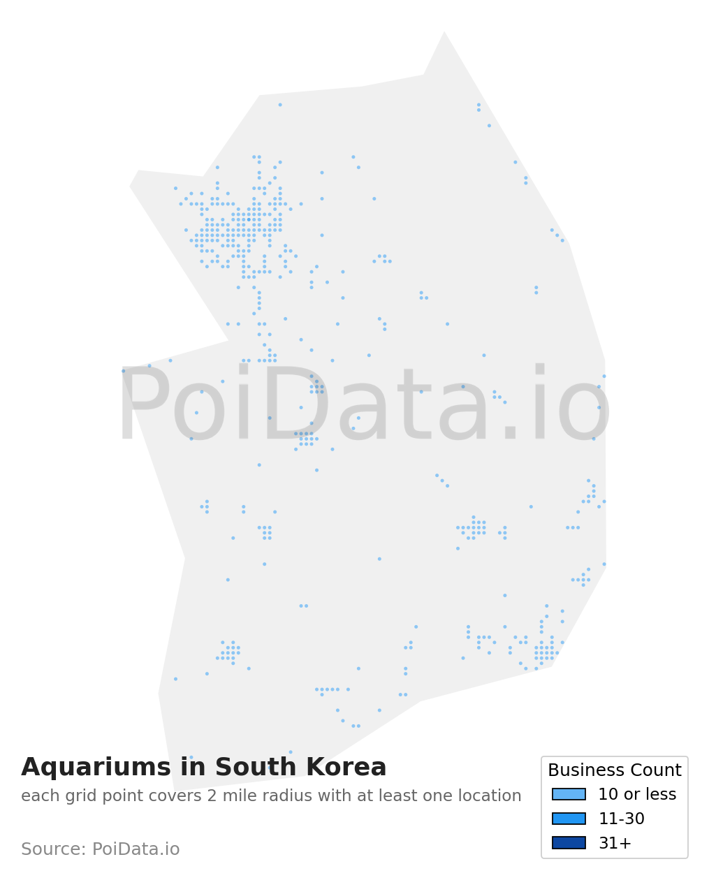 Aquarium density map for South Korea