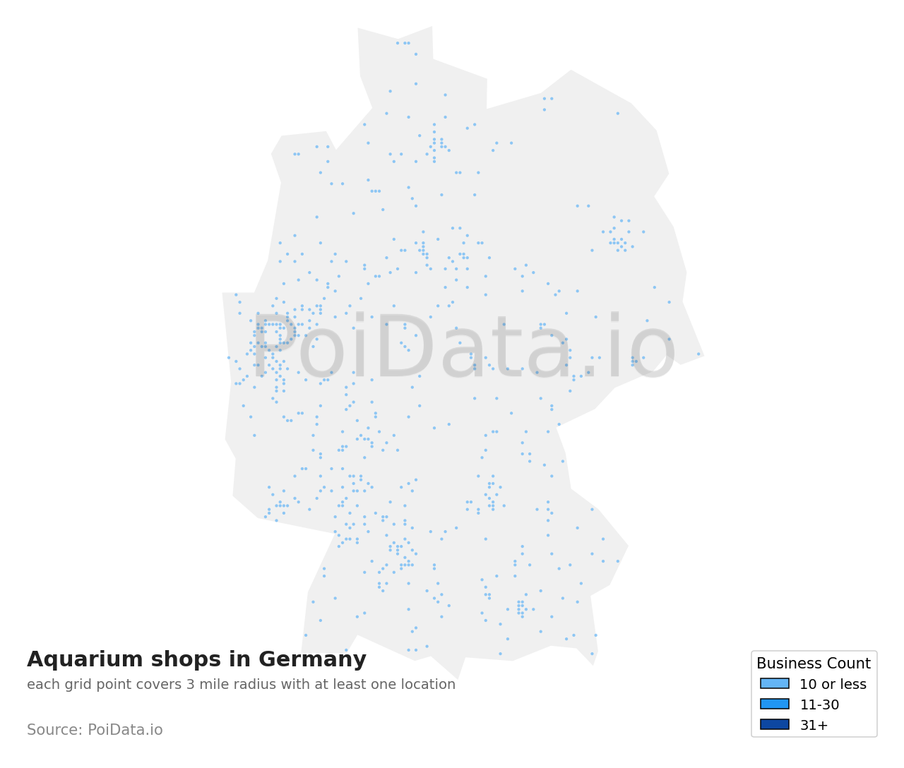Aquarium shop density map for Germany