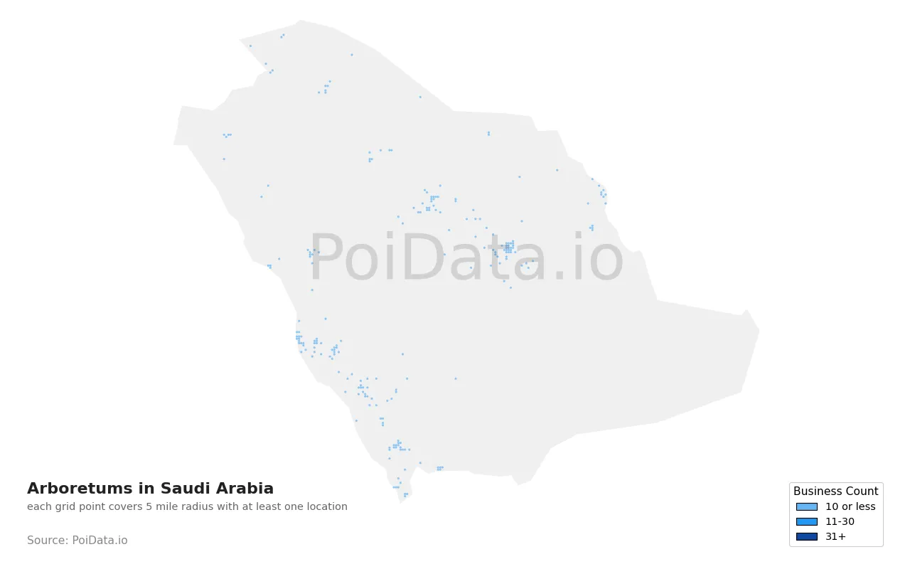 Arboretum density map for Saudi Arabia