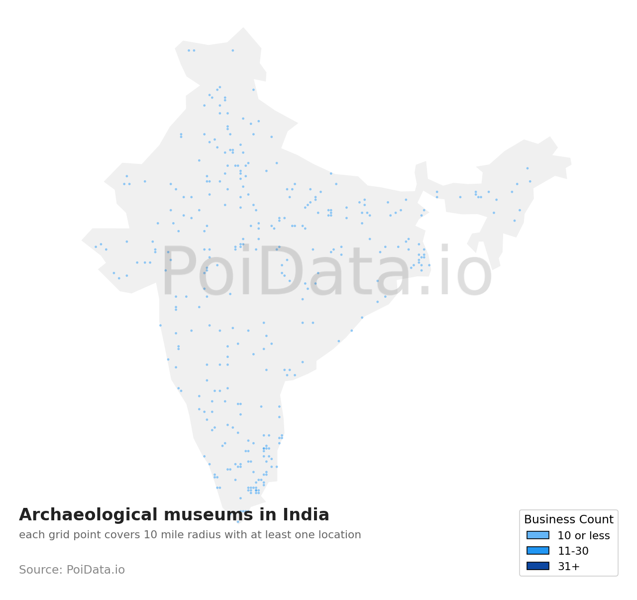 Archaeological museum density map for India