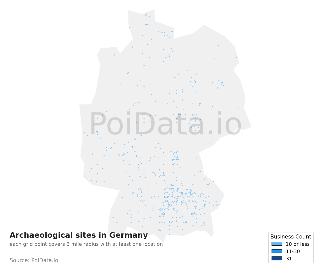 Archaeological site density map for Germany