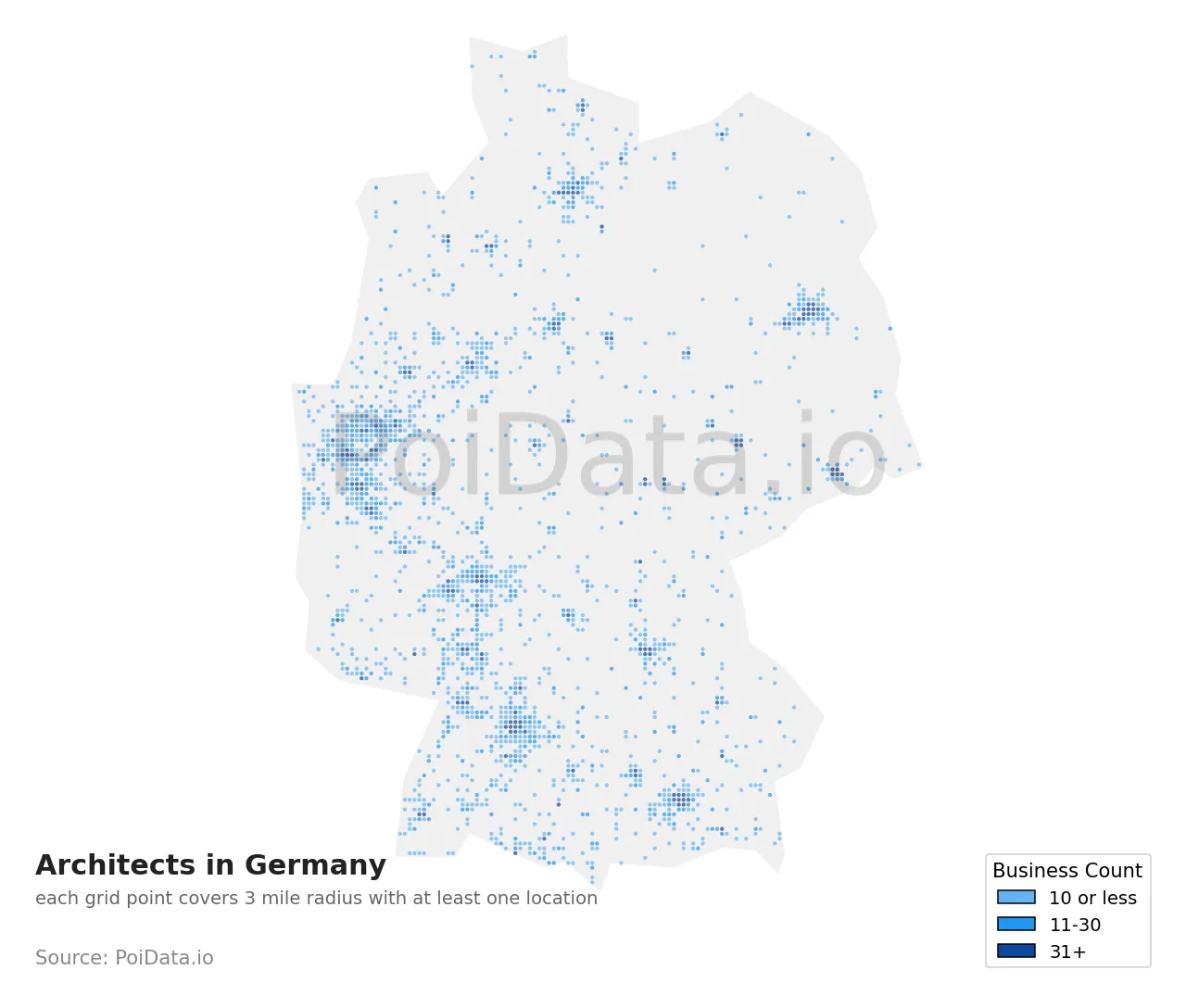 Architect density map for Germany