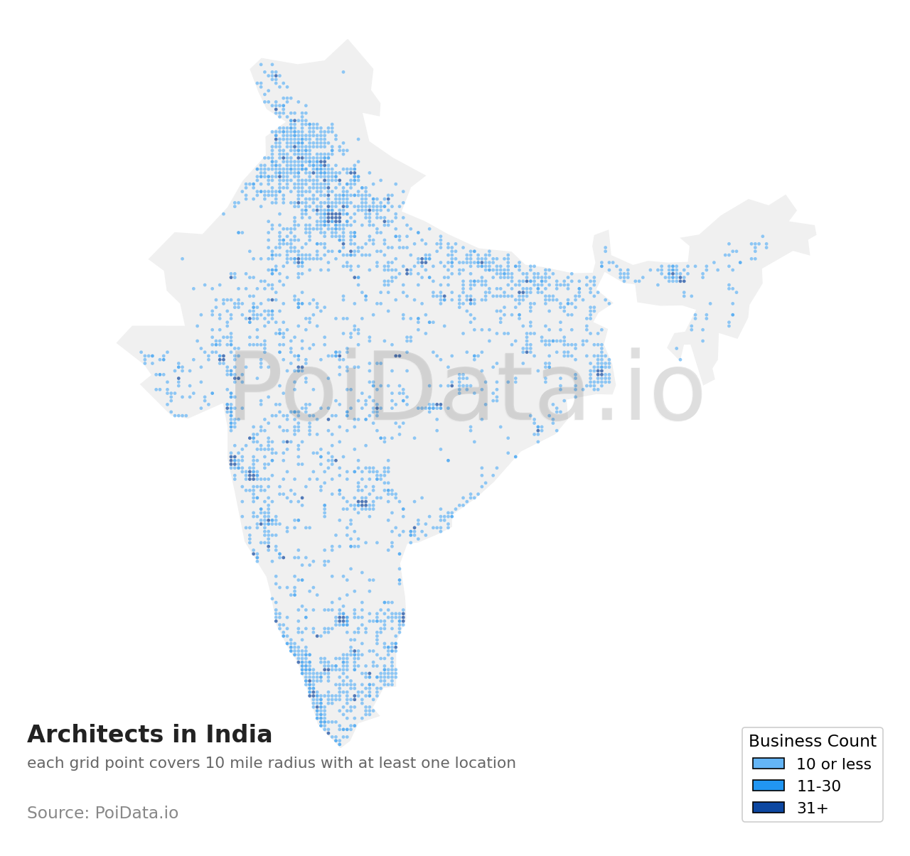 Architect density map for India