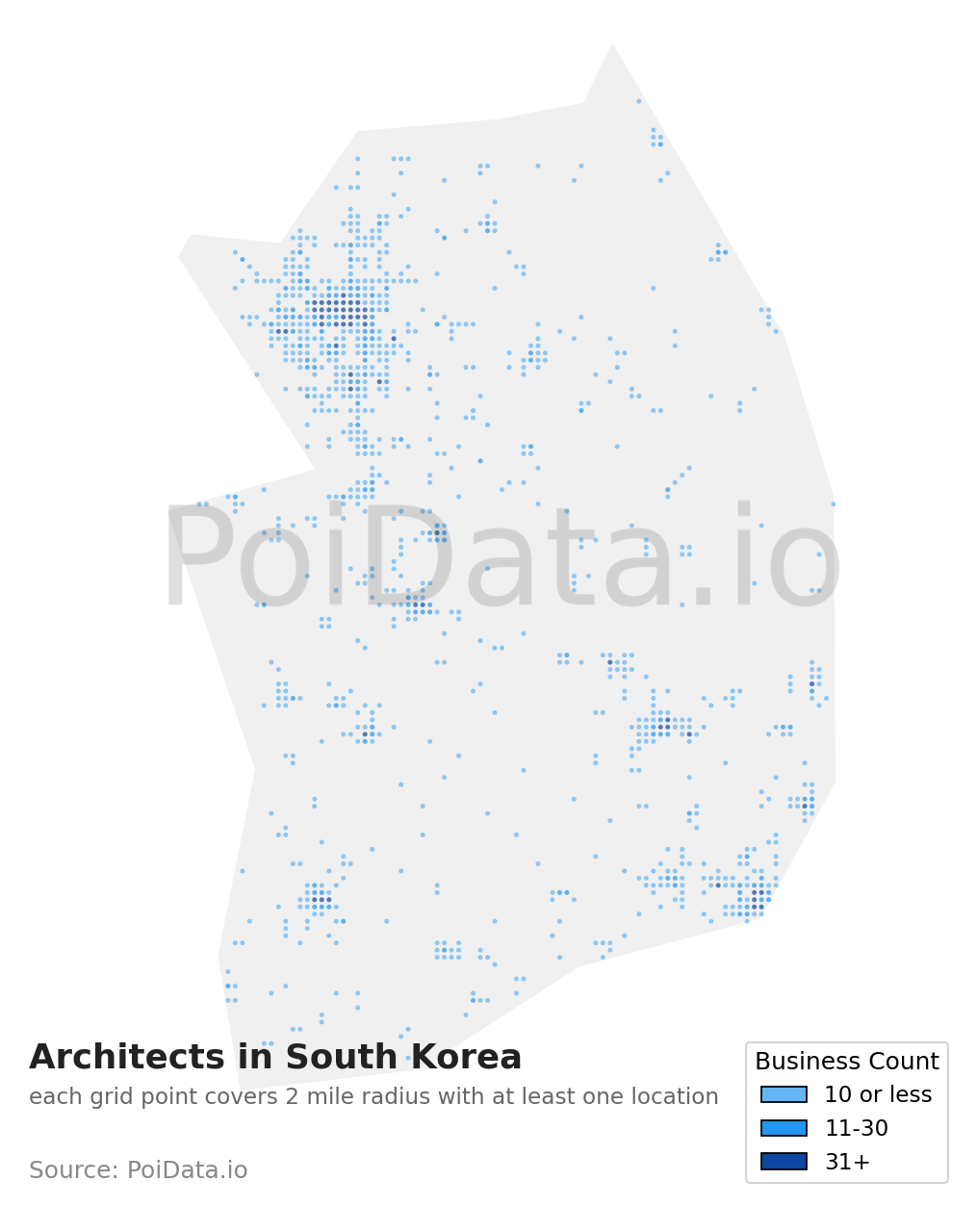 Architect density map for South Korea