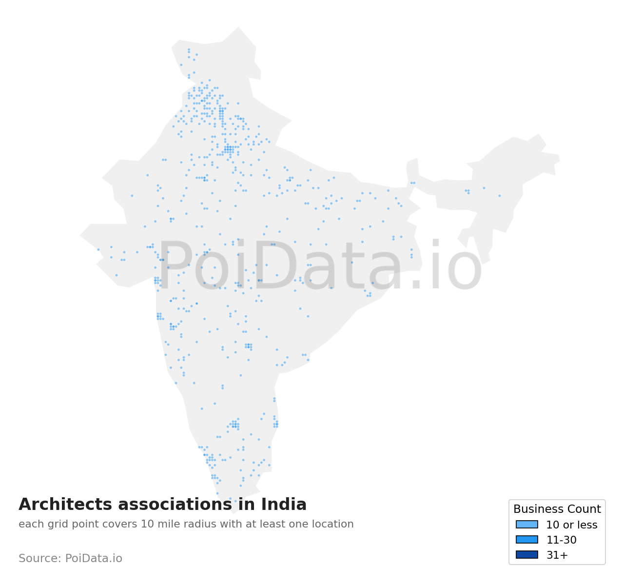 Architects association density map for India