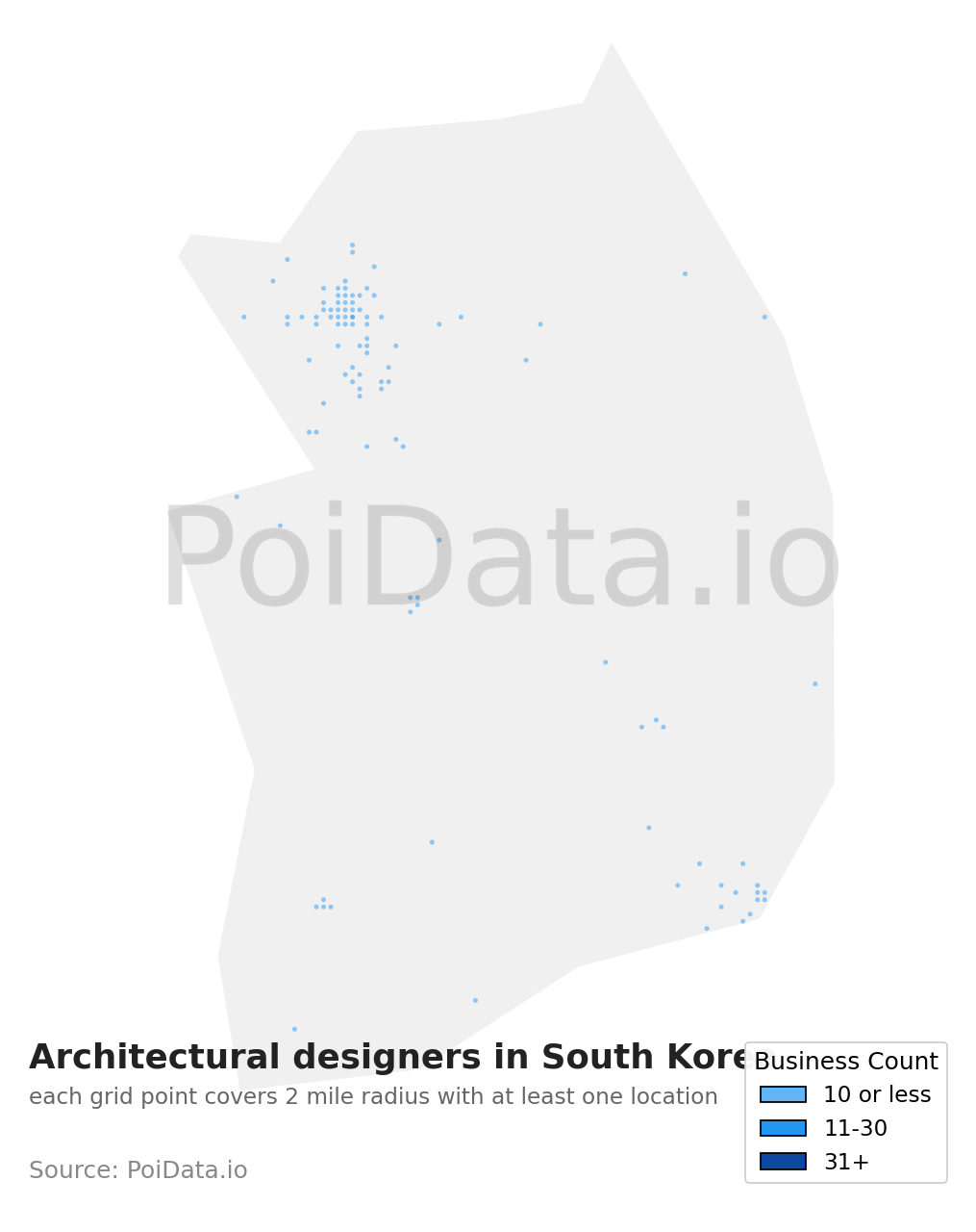 Architectural designer density map for South Korea