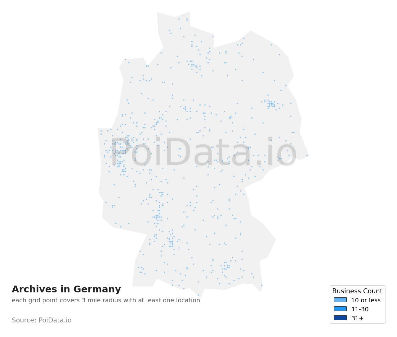 Archive density map for Germany