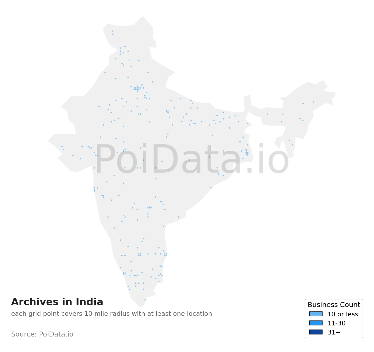 Archive density map for India
