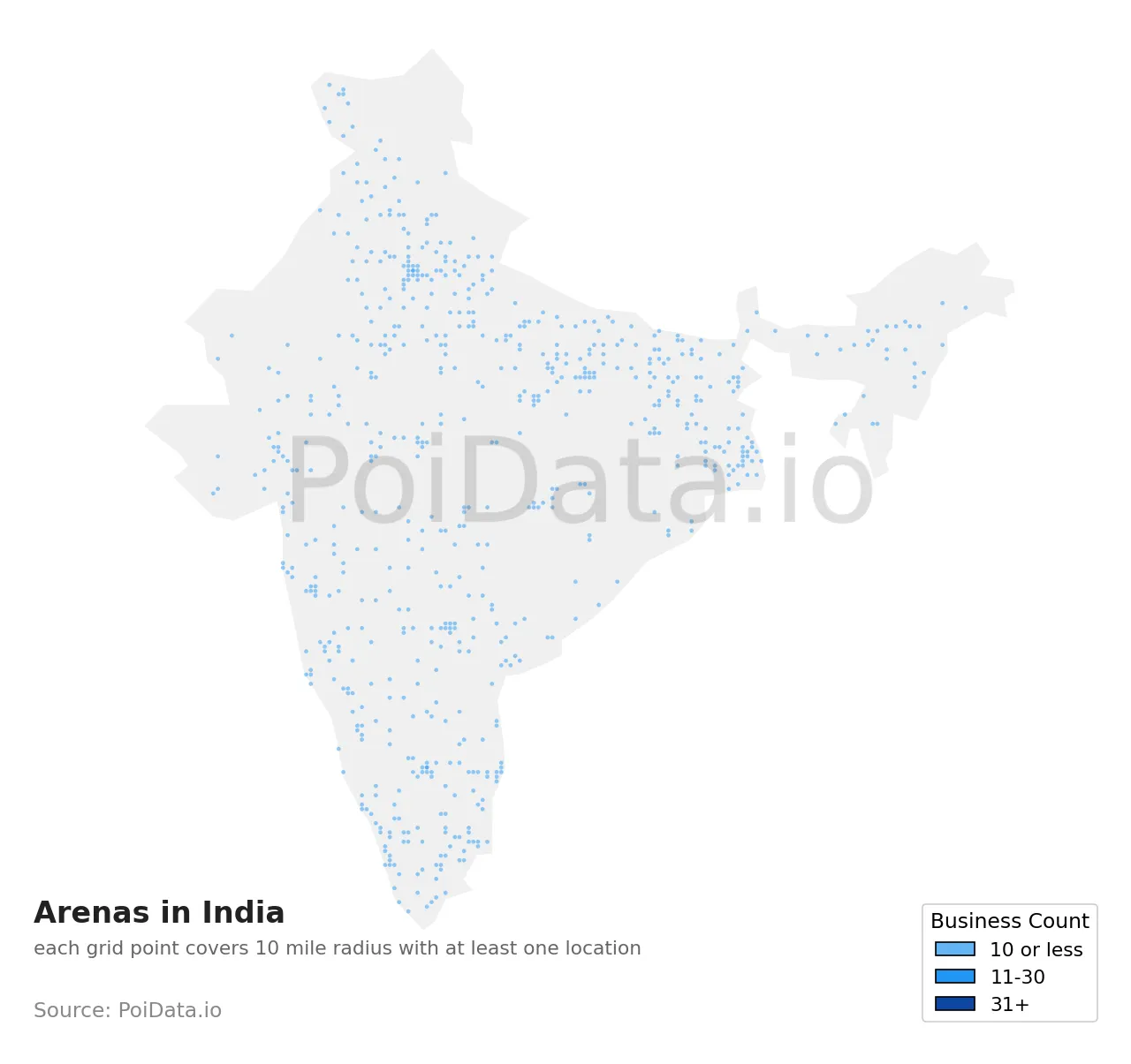 Arena density map for India