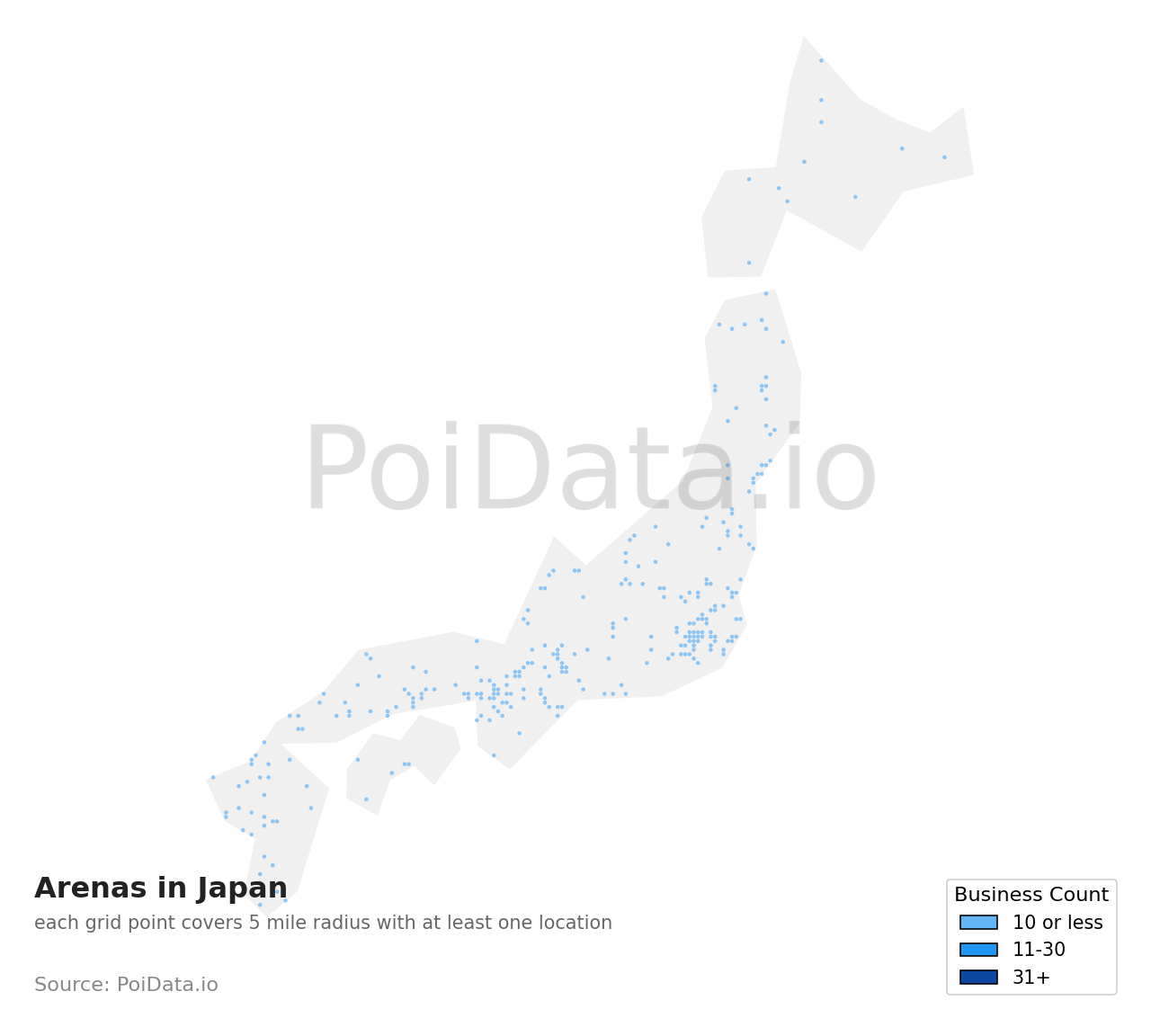 Arena density map for Tokyo, Japan