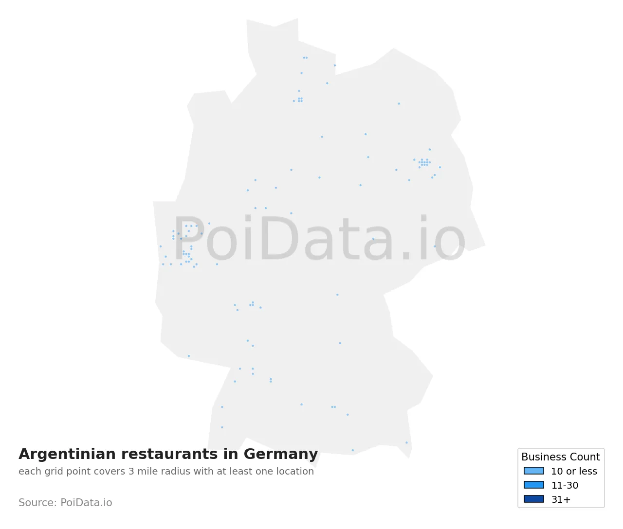 Argentinian restaurant density map for Germany