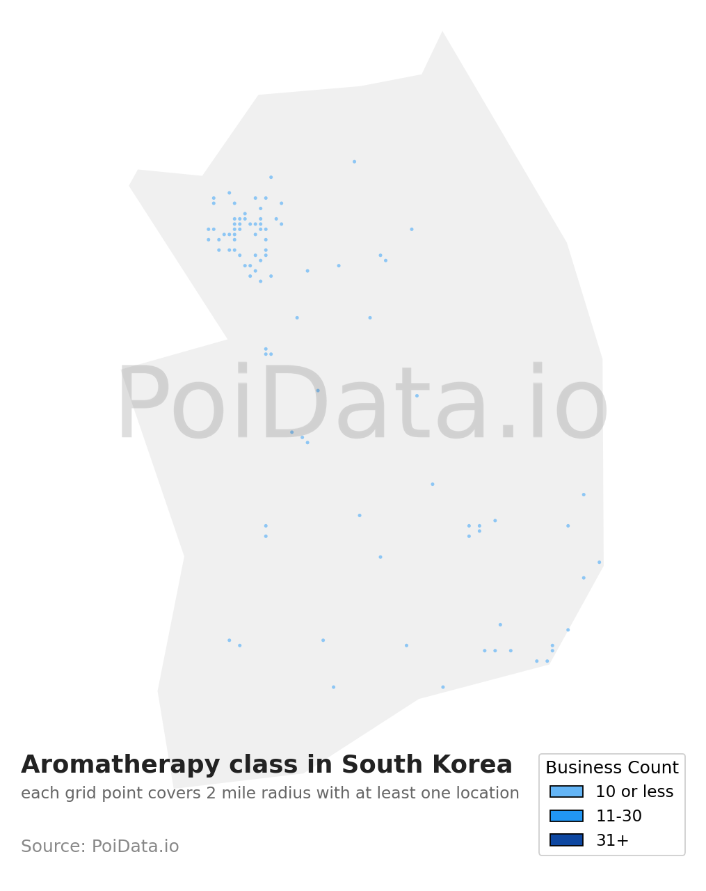 Aromatherapy class density map for South Korea
