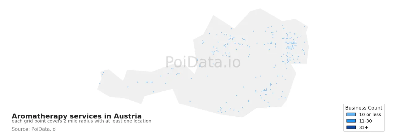 Aromatherapy service density map for Austria