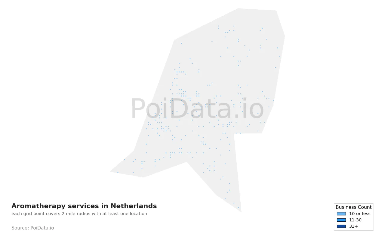 Aromatherapy service density map for Netherlands