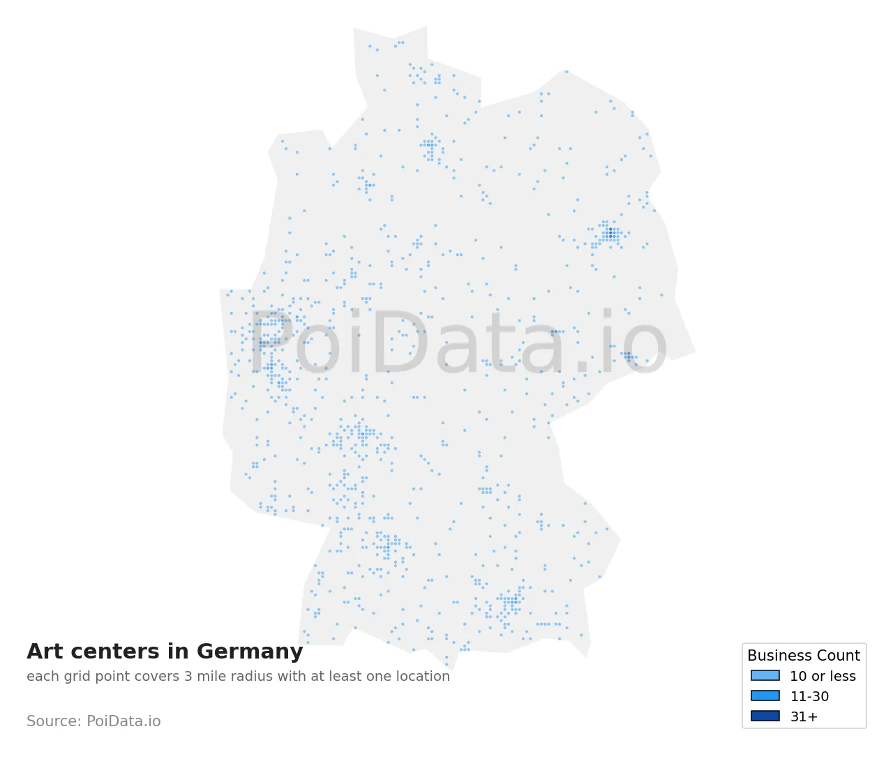 Art center density map for Germany