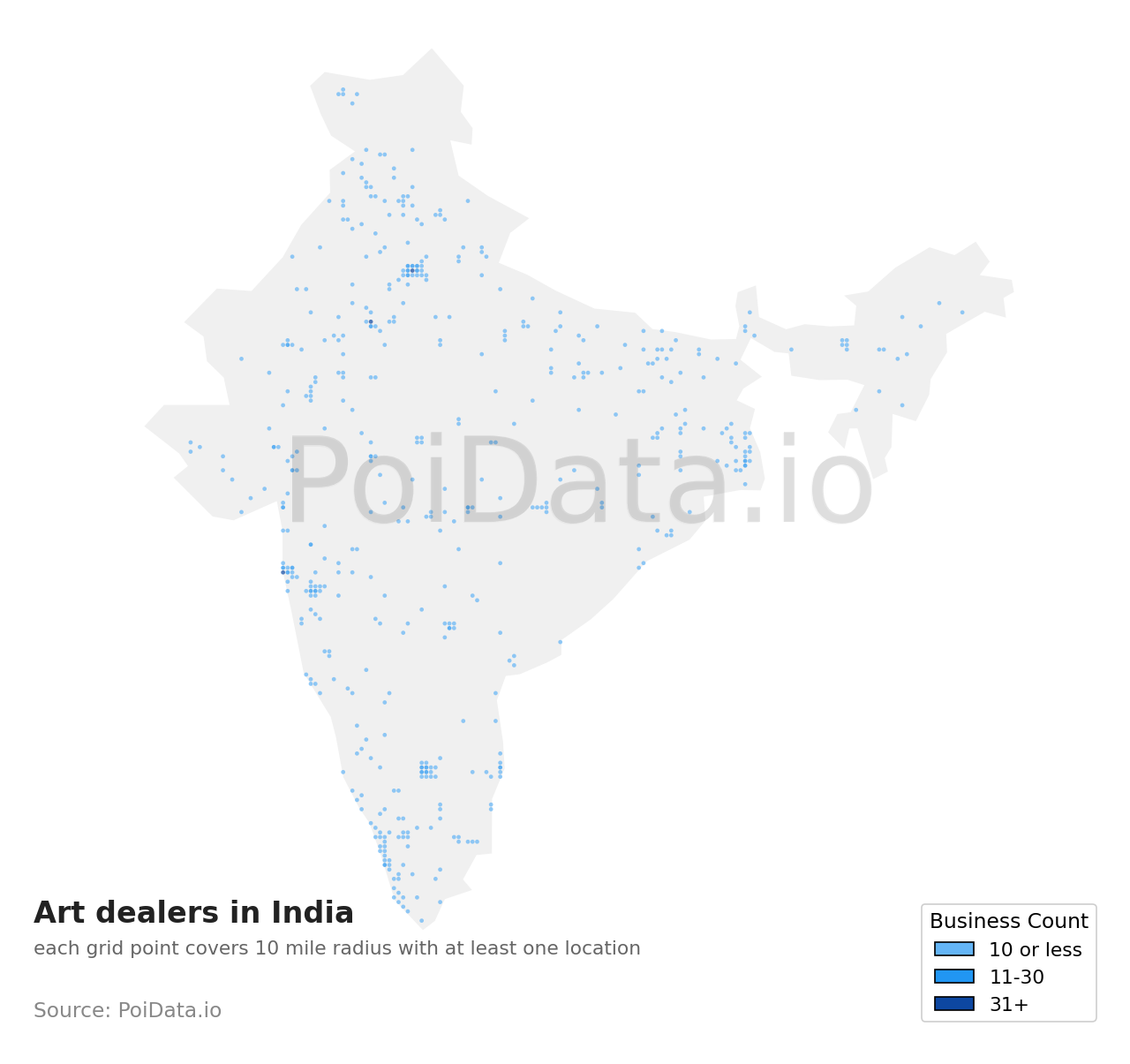 Art dealer density map for India
